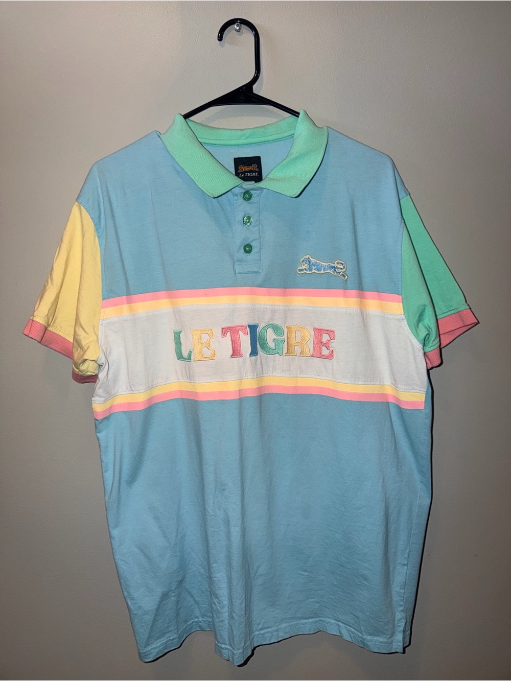 Le Tigre Mint and Sky Blue Short Sleeve Polo
